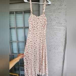 Reformation Floral Print Ecovero Flower Red & Cream Maxi Dress